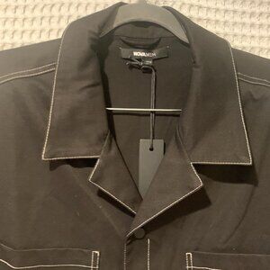 NEW Novamen Men's Black & White Short Sleeve Snap Jacket/Shirt